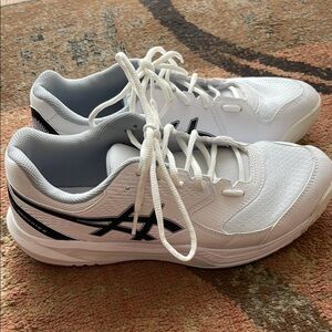 ASICS Men's Pickleball Shoes in White and Black - gel dedicate 8